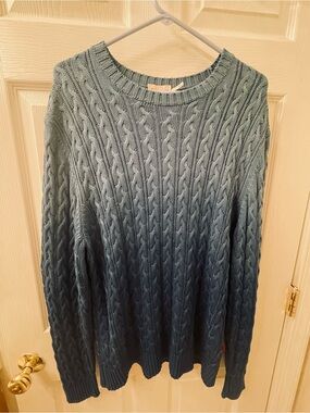 Moncler Sweater -  Men's Cable Knit Crewneck - Blue - XL - Office Sweater - NWOT